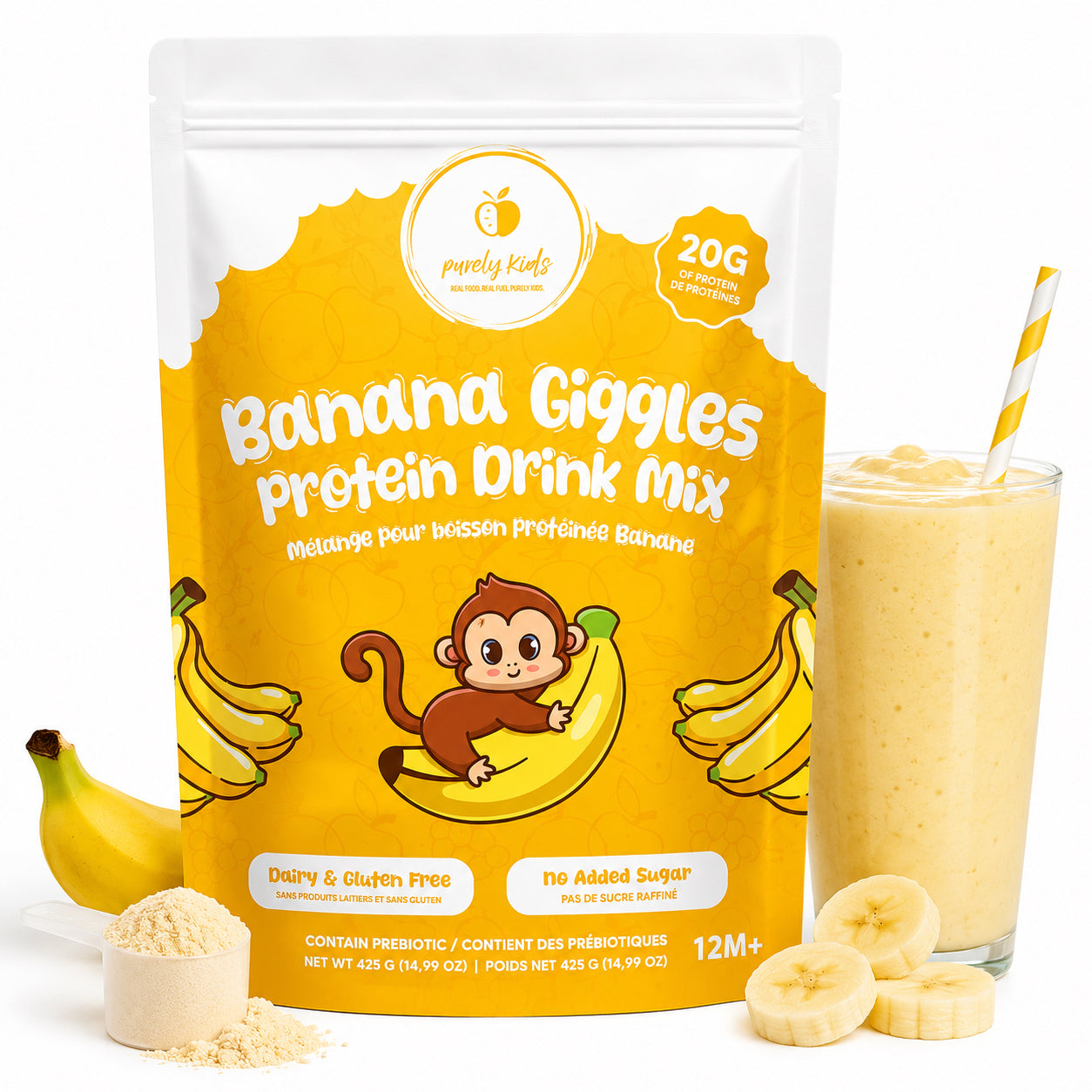 Purely Kids Organic Banana Giggles Protein Drink Mix