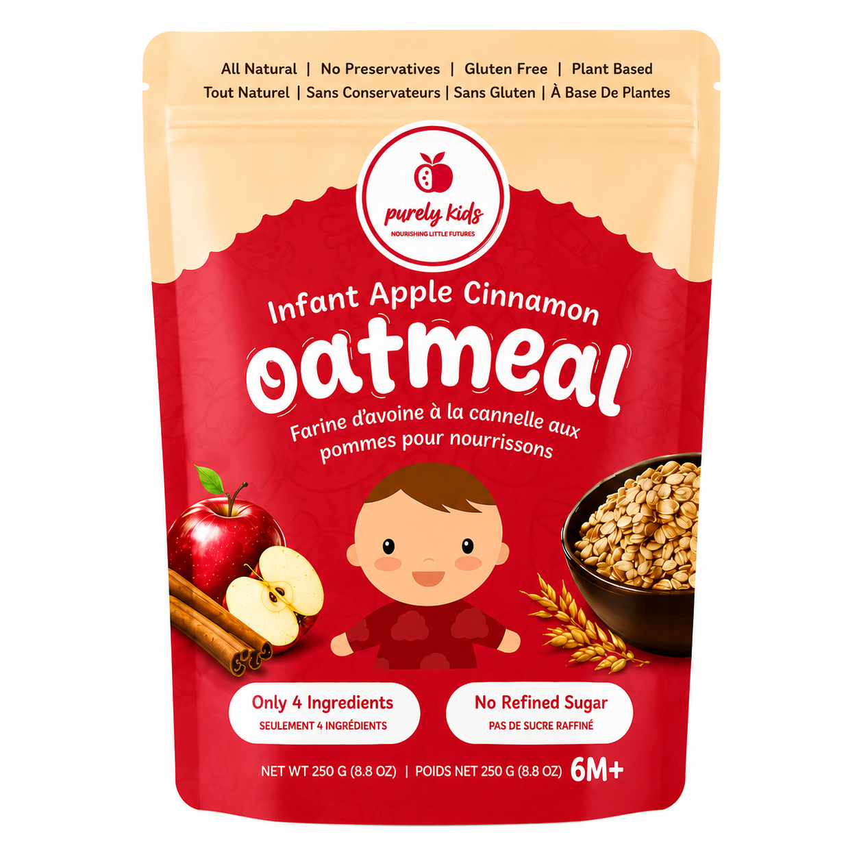 Purely Kids Organic Infant Apple Cinnamon Oatmeal (6–8 Months)