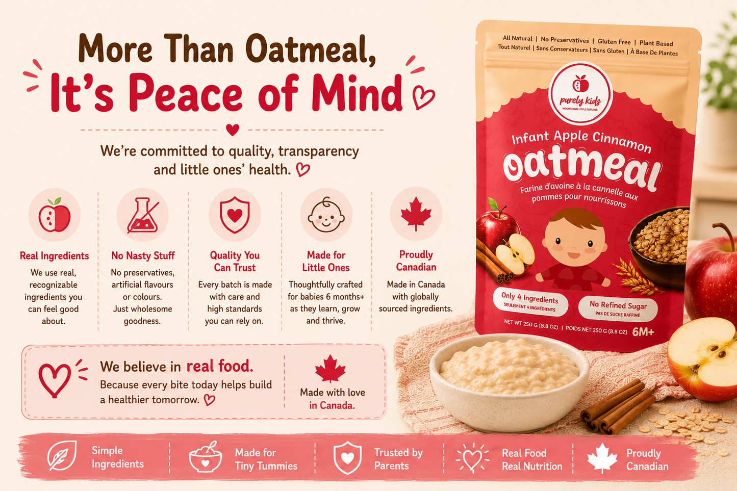 Purely Kids Organic Infant Apple Cinnamon Oatmeal (6–8 Months)
