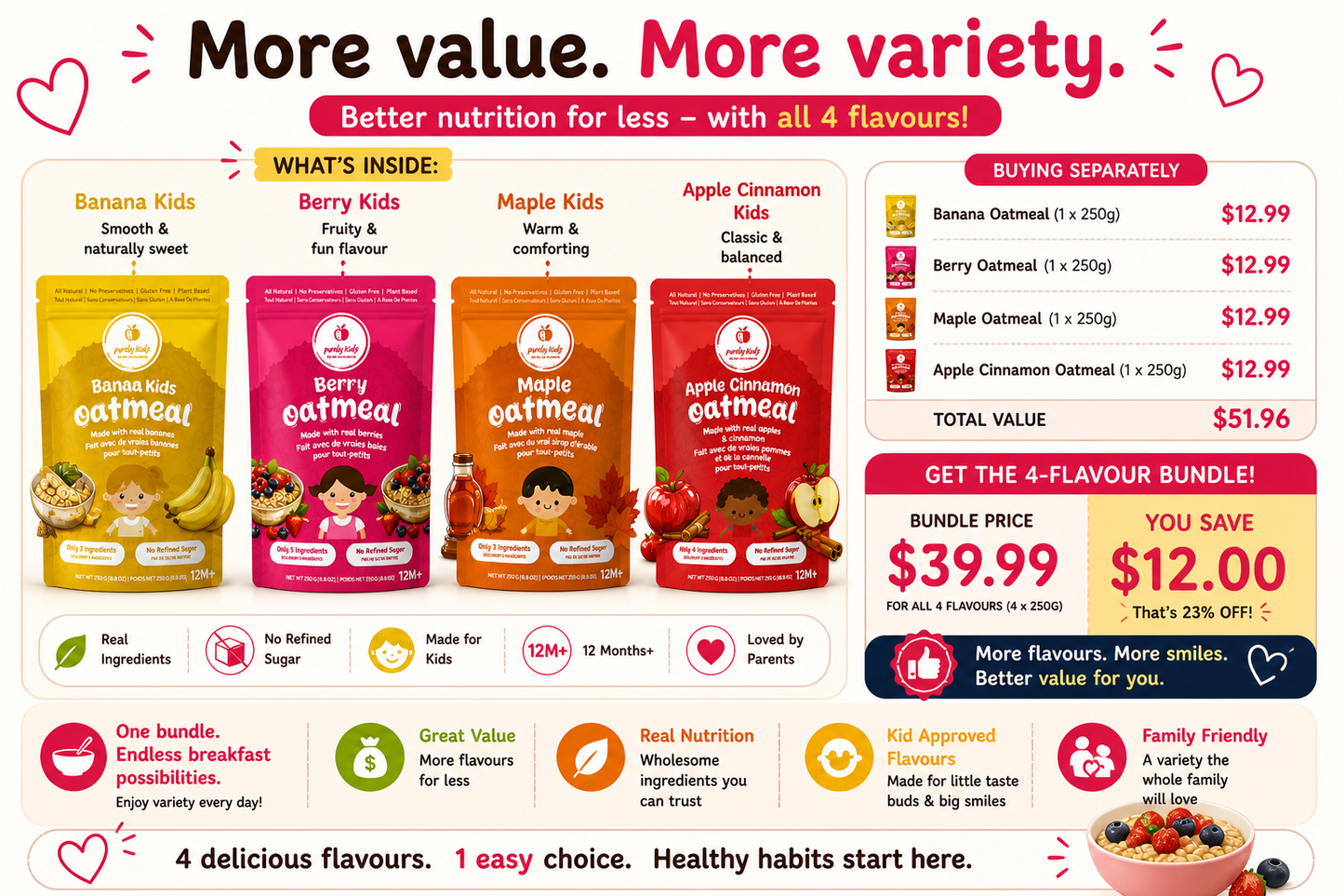 Purely Kids Organic Kids Oatmeal Combo
