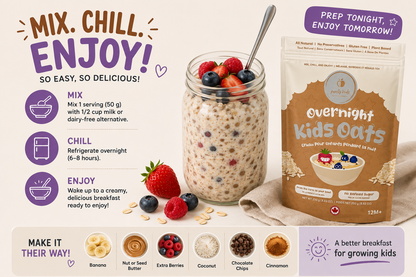 Organic Protein Overnight Oats for Kids – Chia, Oats & Berries