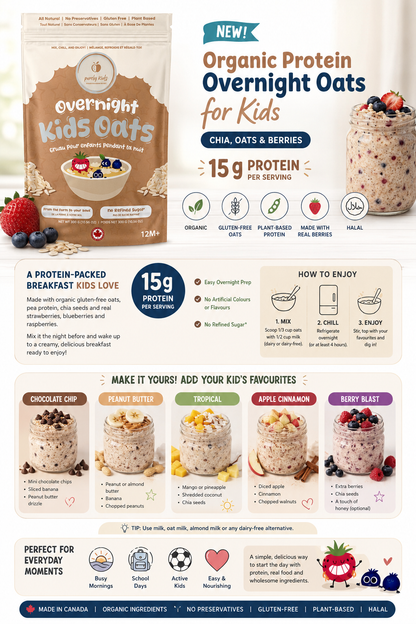 Organic Protein Overnight Oats for Kids – Chia, Oats & Berries