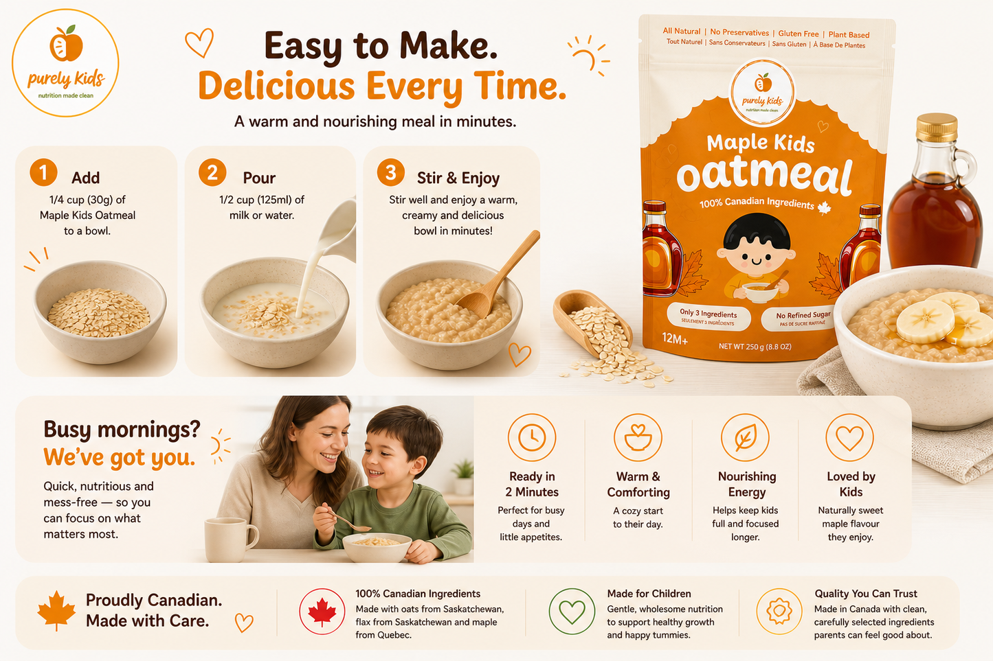 Purely Kids Organic Kids Maple Oatmeal