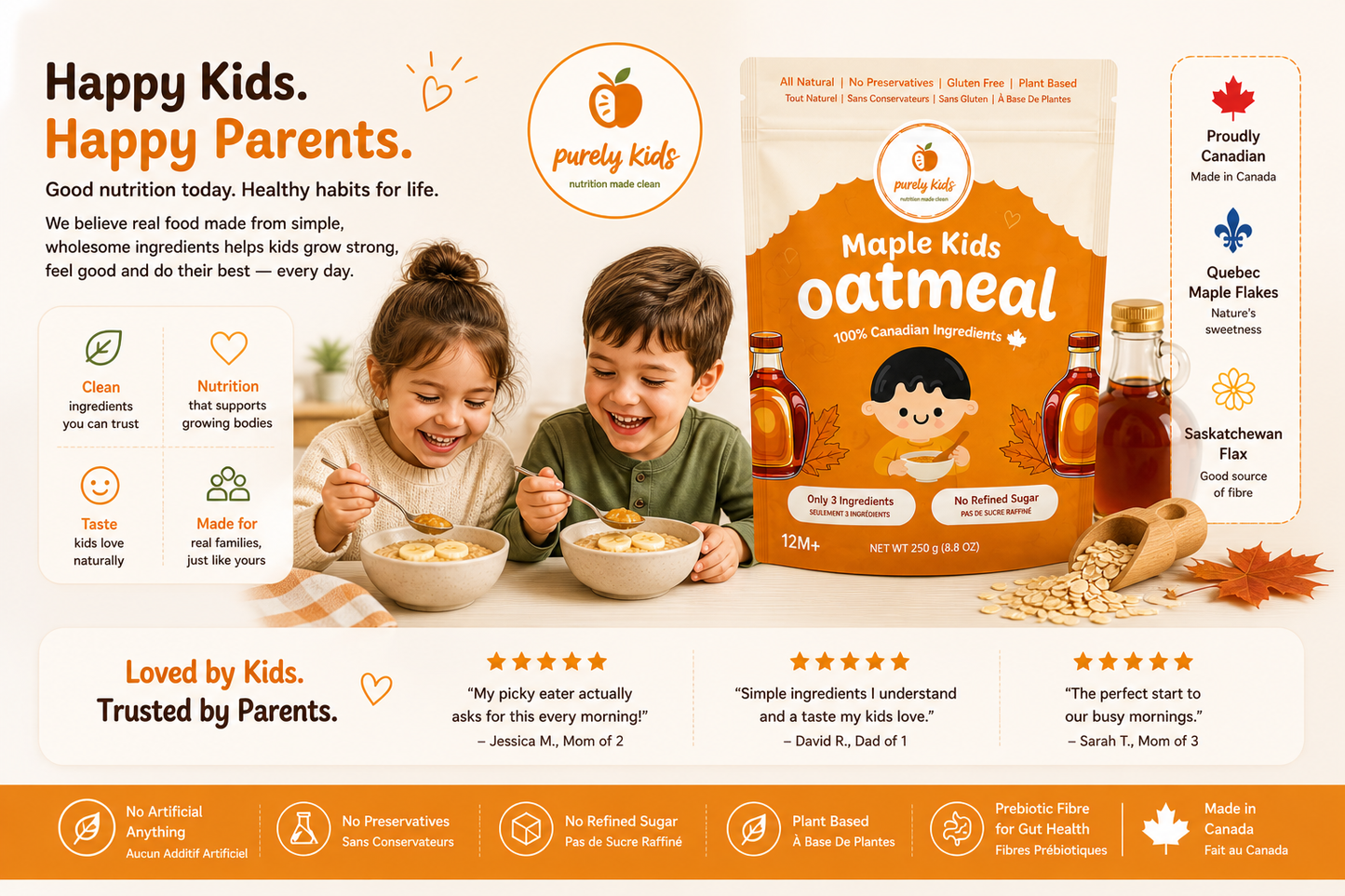 Purely Kids Organic Kids Maple Oatmeal