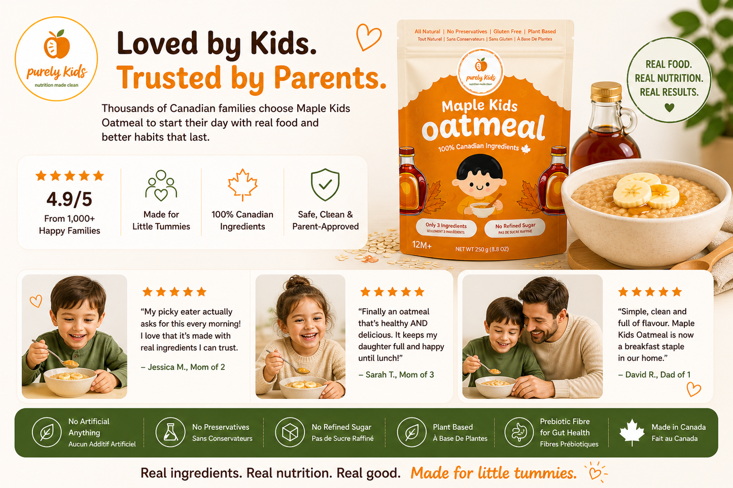 Purely Kids Organic Kids Maple Oatmeal