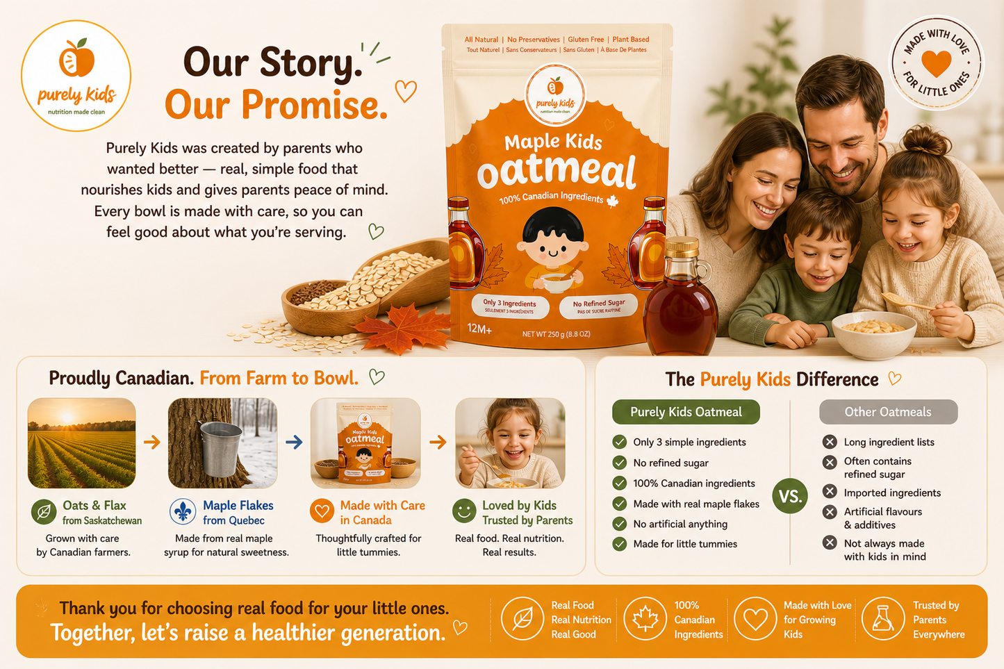 Purely Kids Organic Kids Maple Oatmeal
