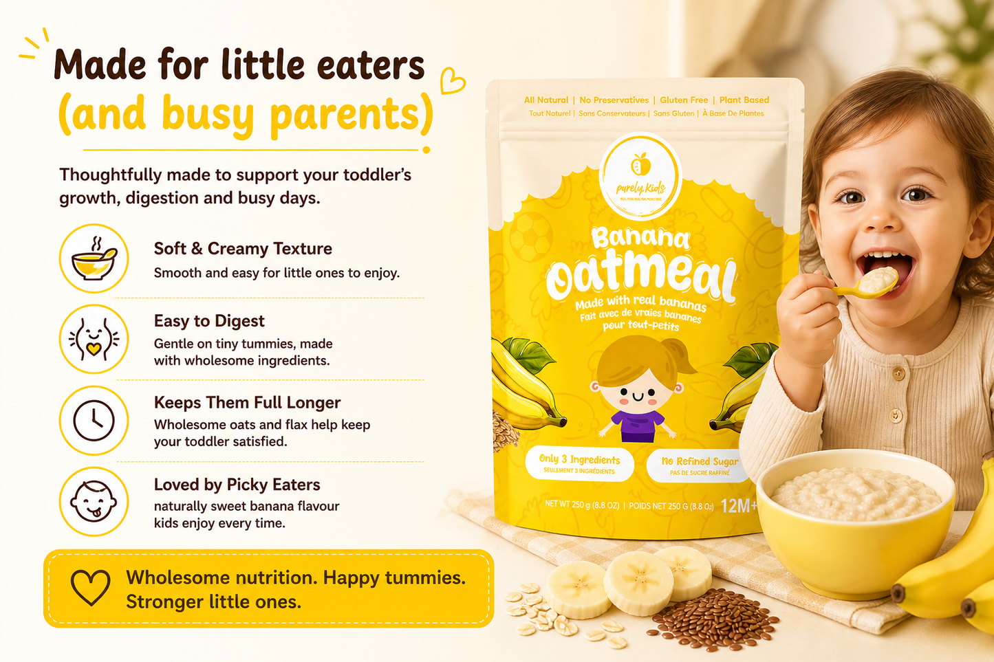 Purely Kids Organic Kids Banana Flax Oatmeal