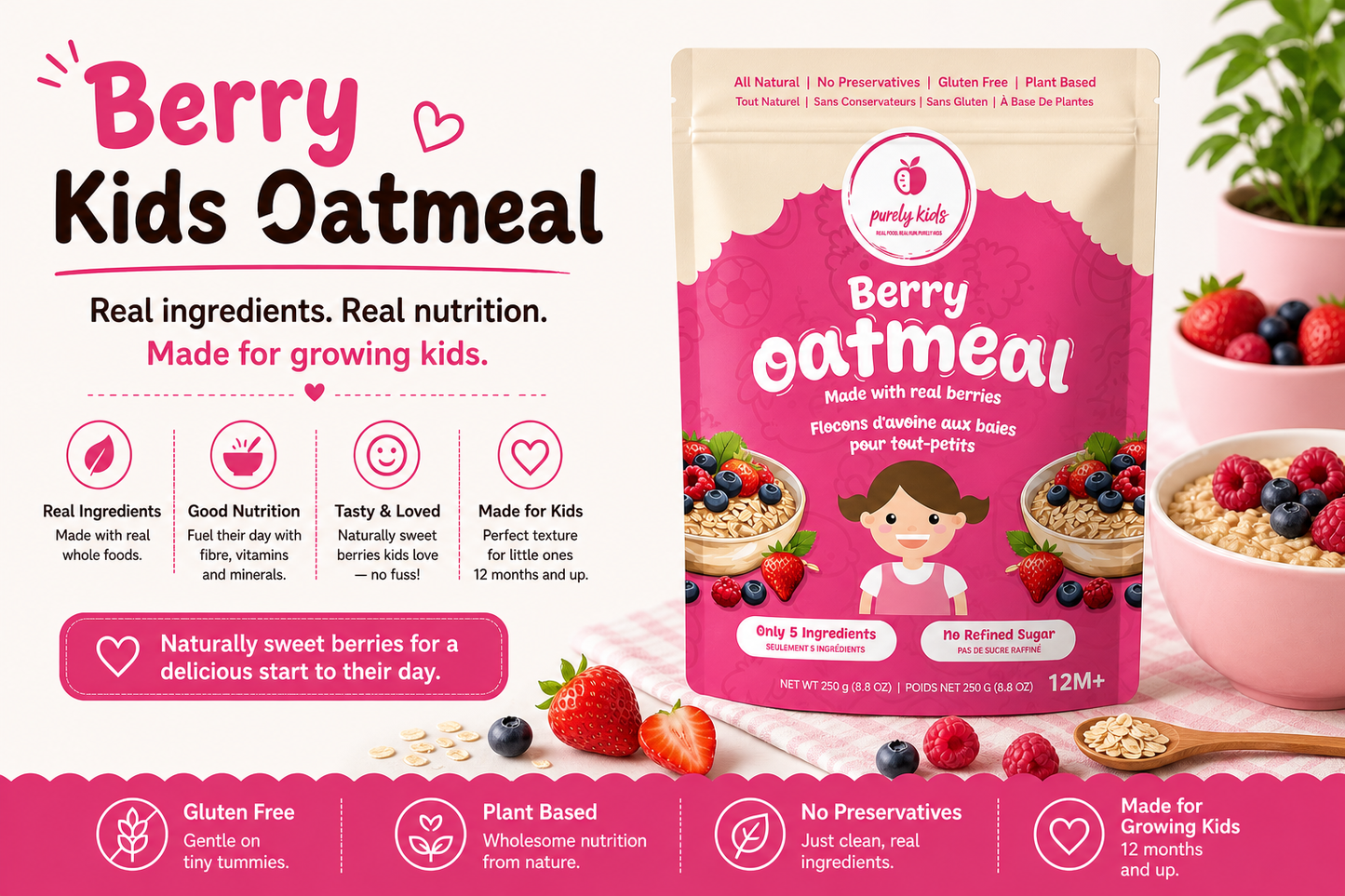 Purely Kids Organic Kids Berry Oatmeal