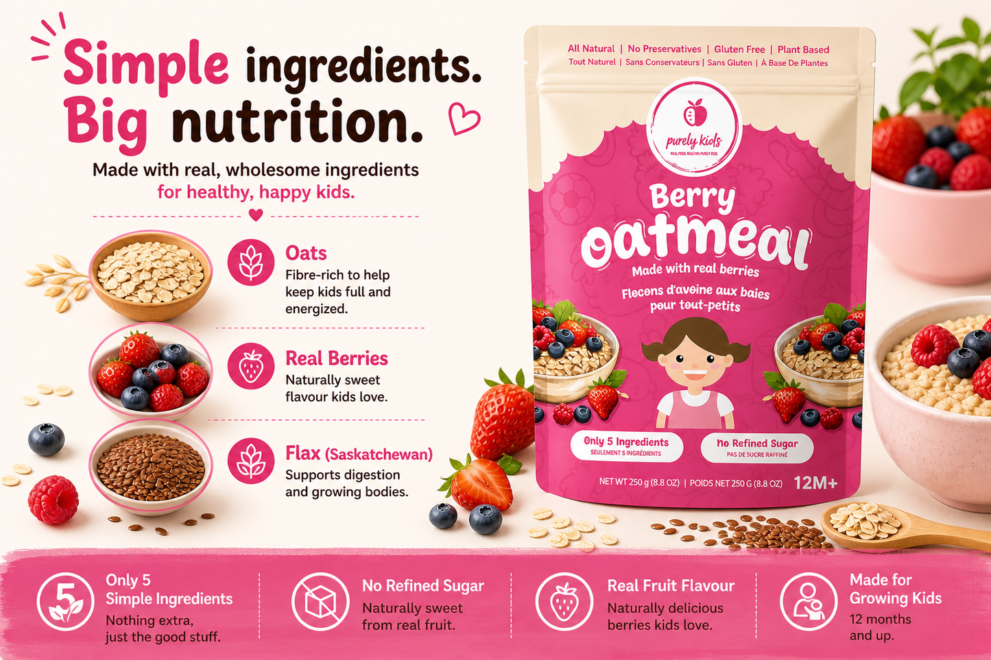 Purely Kids Organic Kids Berry Oatmeal