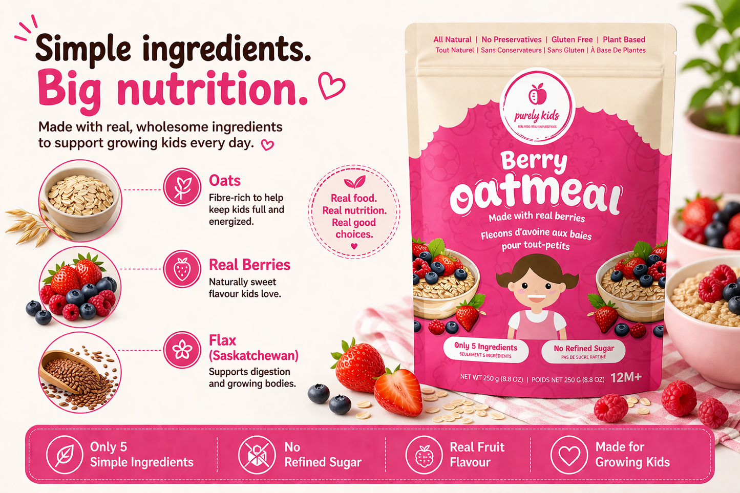 Purely Kids Organic Kids Berry Oatmeal