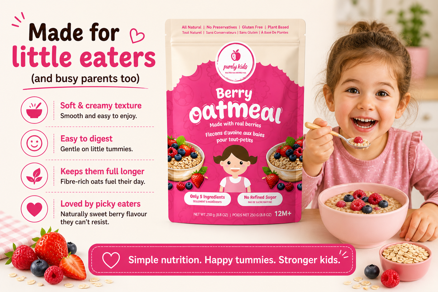 Purely Kids Organic Kids Berry Oatmeal