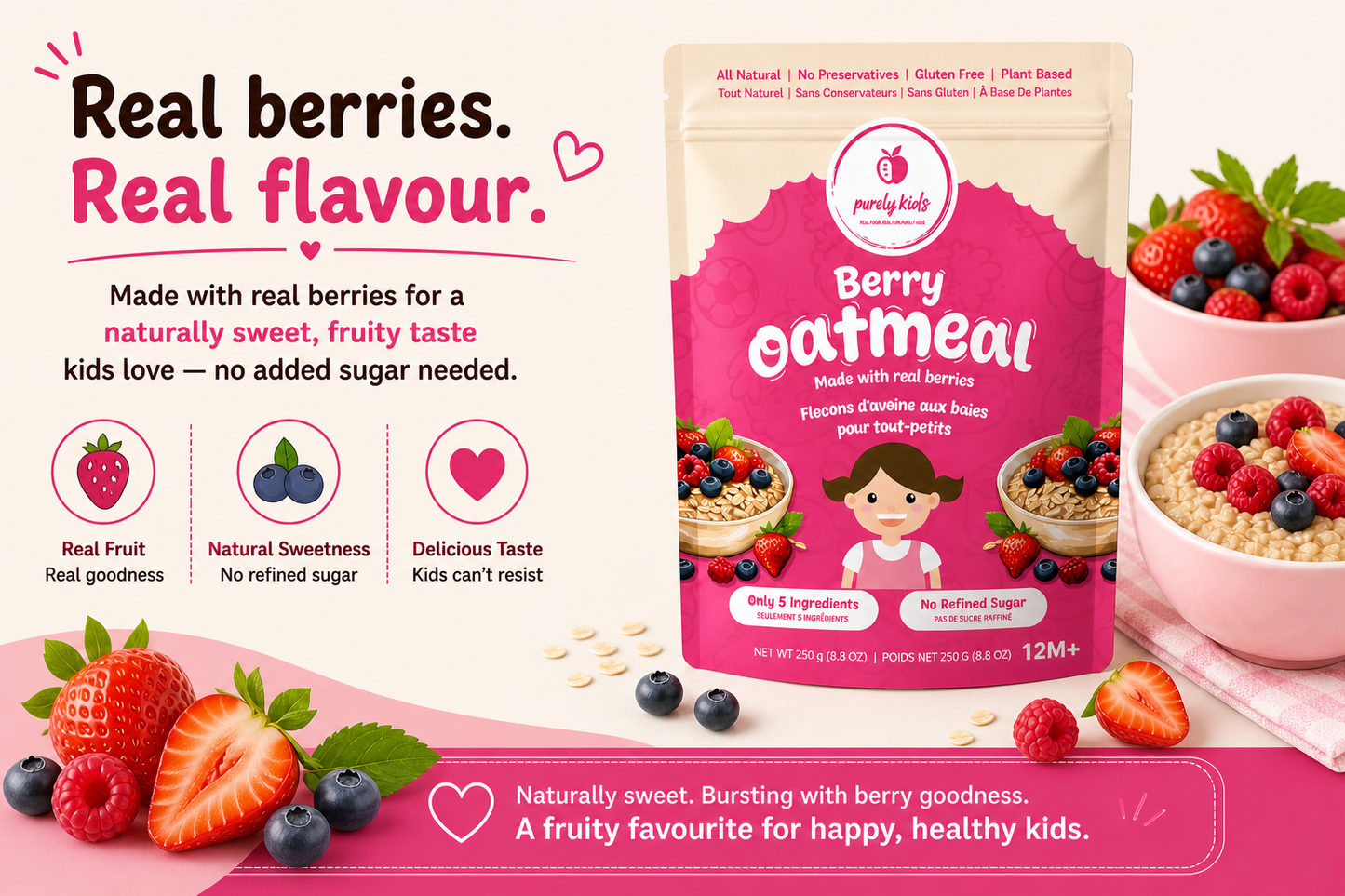 Purely Kids Organic Kids Berry Oatmeal