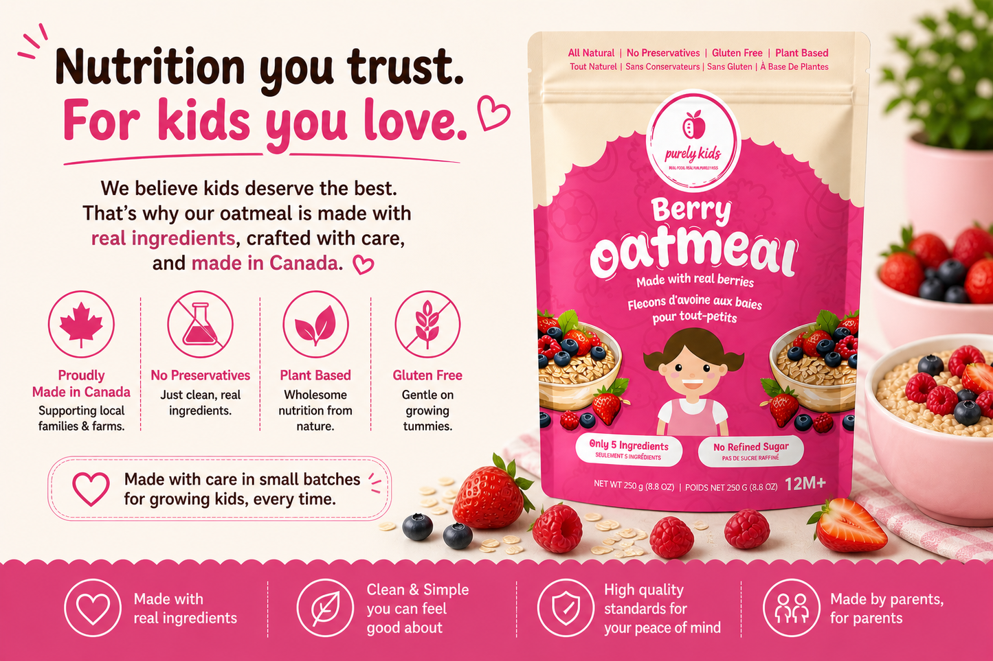 Purely Kids Organic Kids Berry Oatmeal
