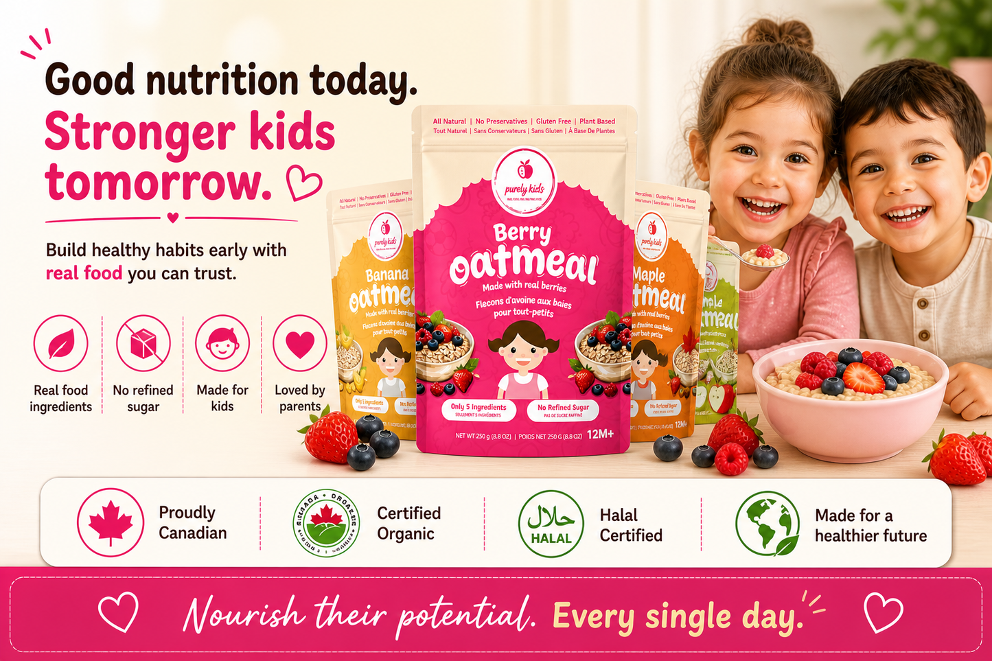 Purely Kids Organic Kids Berry Oatmeal