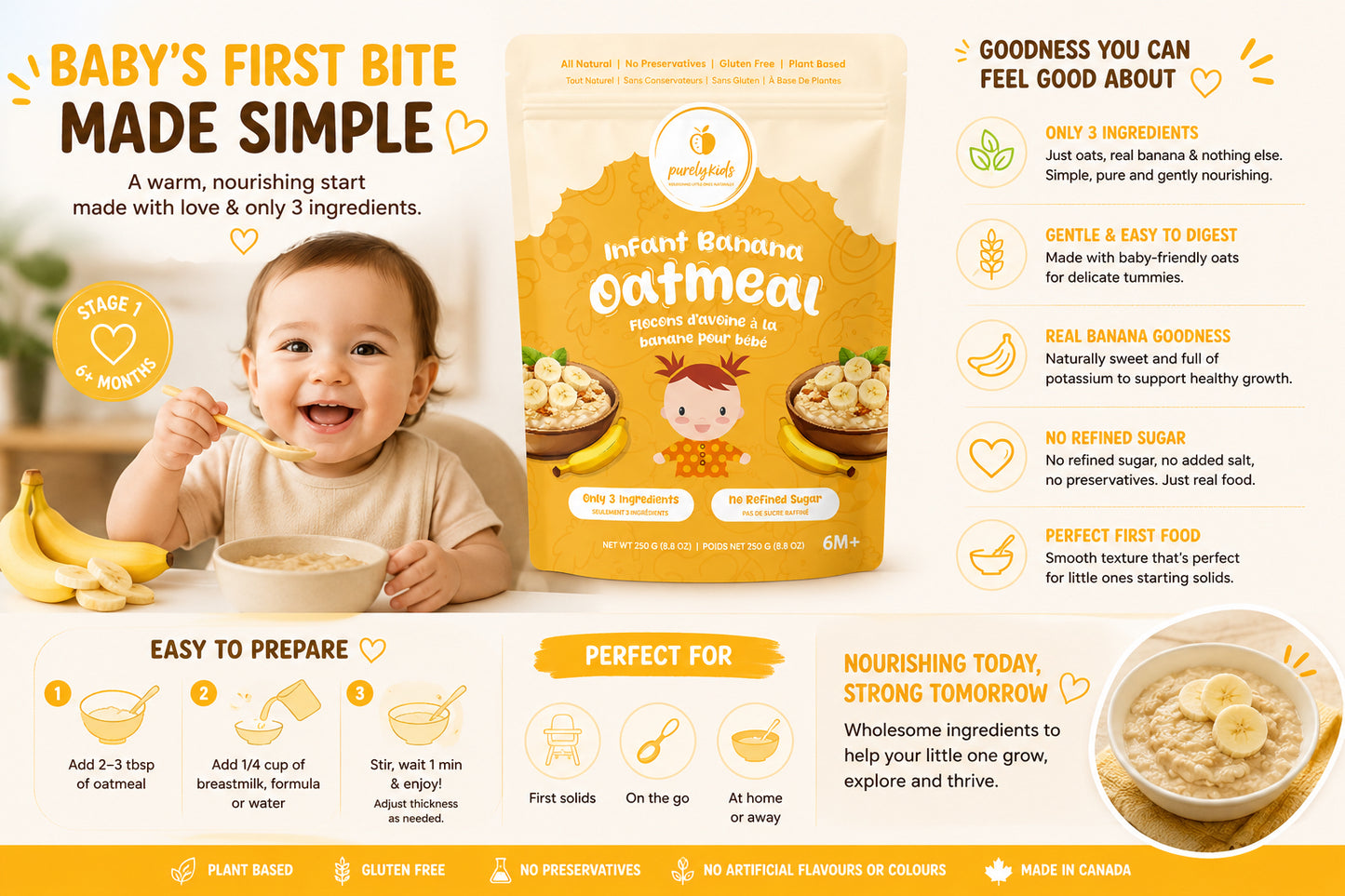 Purely Kids Organic Infant Banana Oatmeal (6–8 Months)