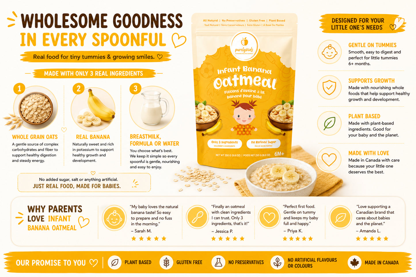 Purely Kids Organic Infant Banana Oatmeal (6–8 Months)
