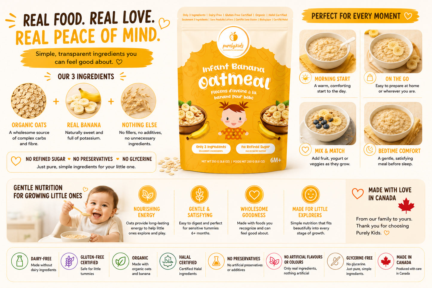Purely Kids Organic Infant Banana Oatmeal (6–8 Months)