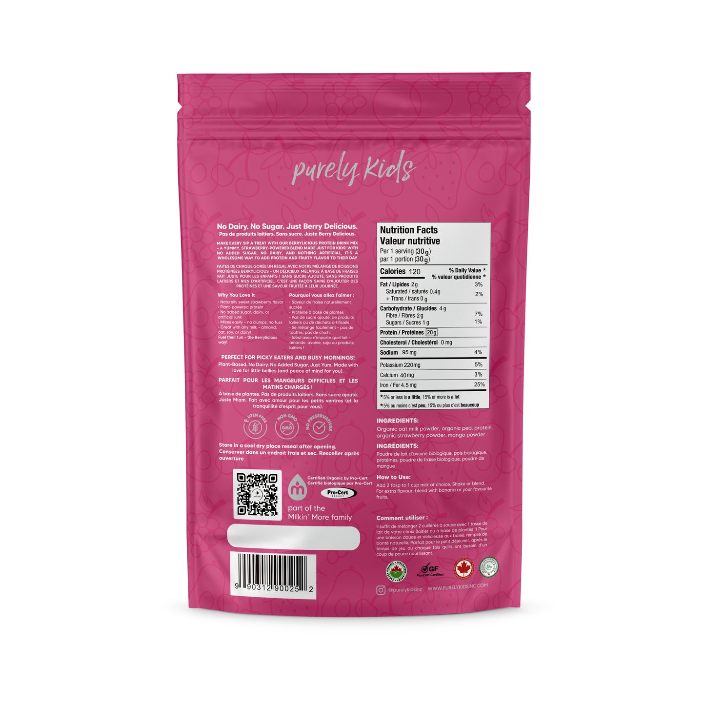 Organic Berrylicious Protein Powder - Strawberry & Mango